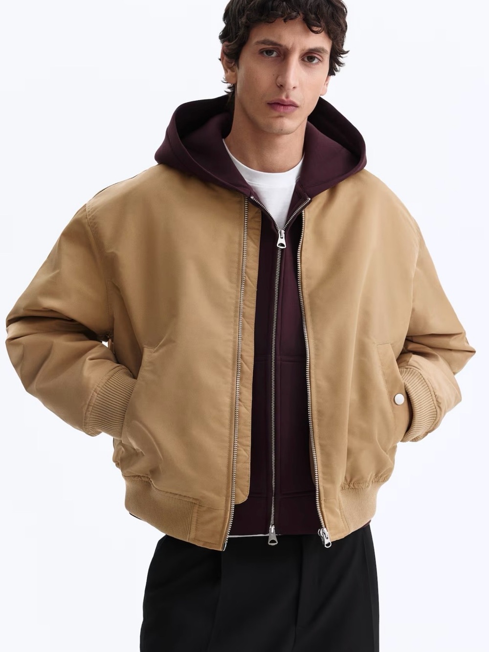 H&M Padded Nylon Bomber Jacket